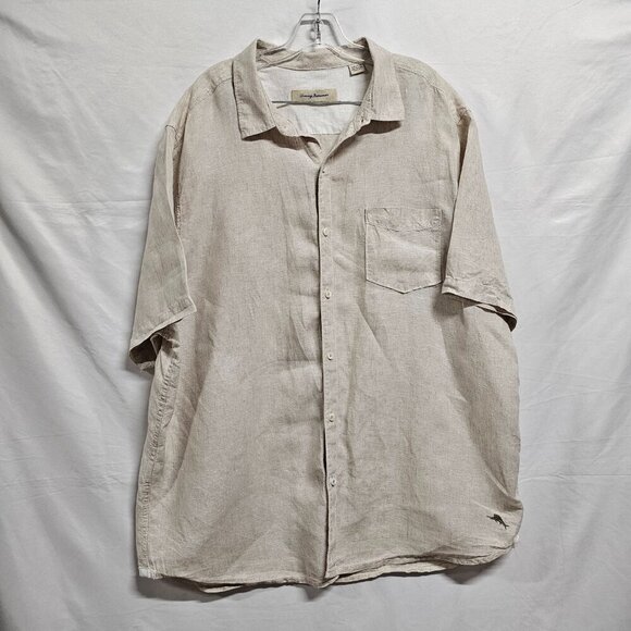 Tommy Bahama Button Up Men Shirt Size XXL Sand 100% Linen - Picture 2 of 11